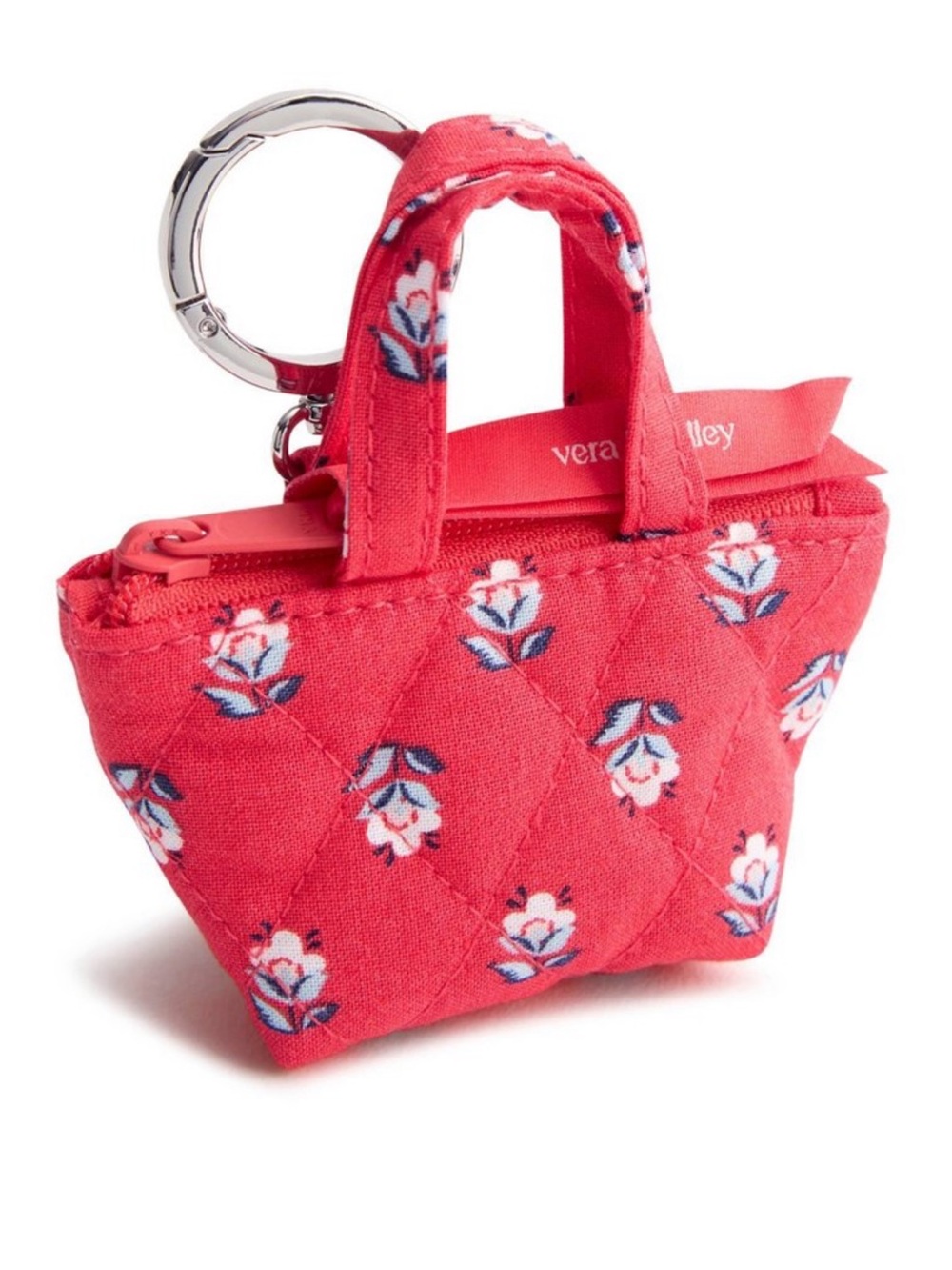 Vera Bradley Red Hibiscus Bluebell Ditsy Essential Mini Quilted Tote Bag Charm